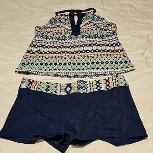 Navy and Multicolor Women's Swim Set